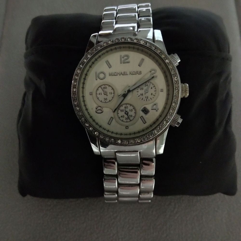 Michael Kors Silver Stainless Steel Stone Watch